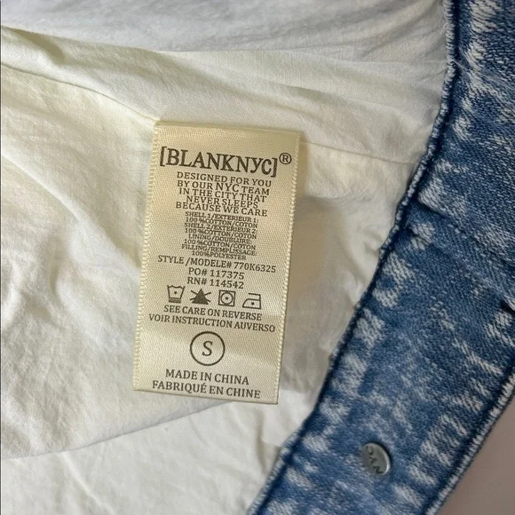 Blank NYC Making Memories Patchwork Quilted Jacket Denim Trim Oversized Small - Picture 11 of 14